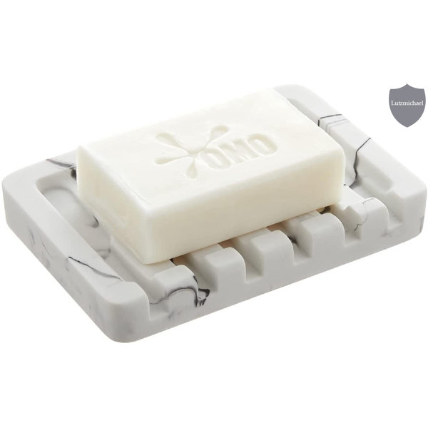 Ivy Bronx Self Draining Soap Dish, Marble Look Soap Dishes For Bar Soap